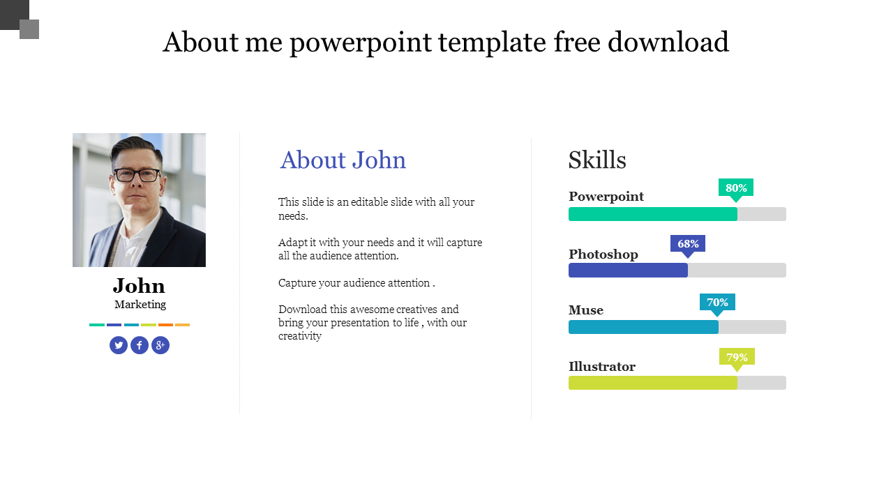 Stunning About Me PowerPoint Template Free Download
